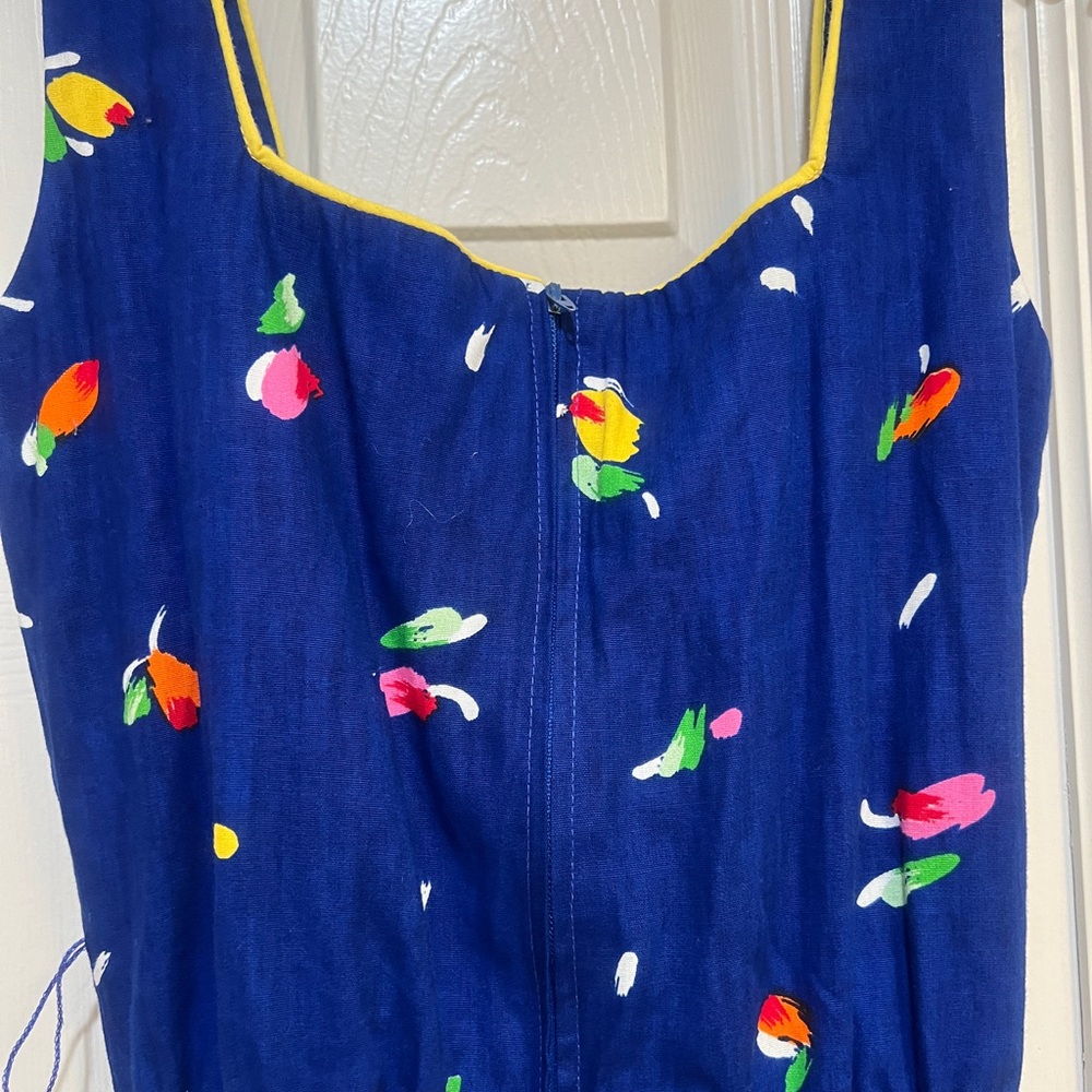 Sabino 80s Blue Floral novelty rockabilly Pockets Pin Up Glam Fit Flare dress‎ 8 - Picture 6 of 12
